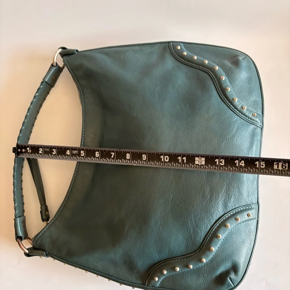 Michael Kors Teal Leather Studded Shoulder Bag